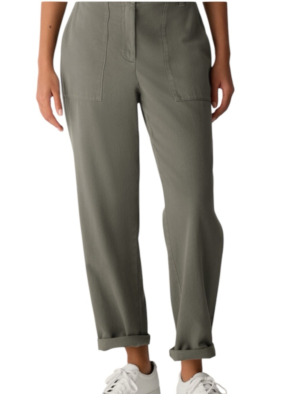 Eileen Fisher Washed Cotton Tencel Stretch Twill Straight Pants size 14